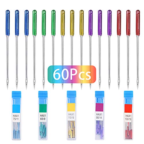 Lot de 60 aiguilles universelles pour machine à coudre Singer,