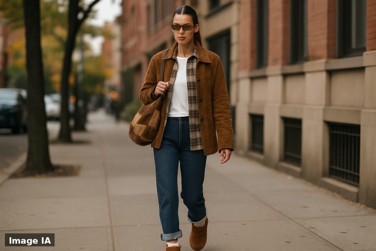 Sac patchwork, bottes UGG, chemise à carreaux, l’uniforme d’automne de Bella Hadid fait fureur, pourquoi