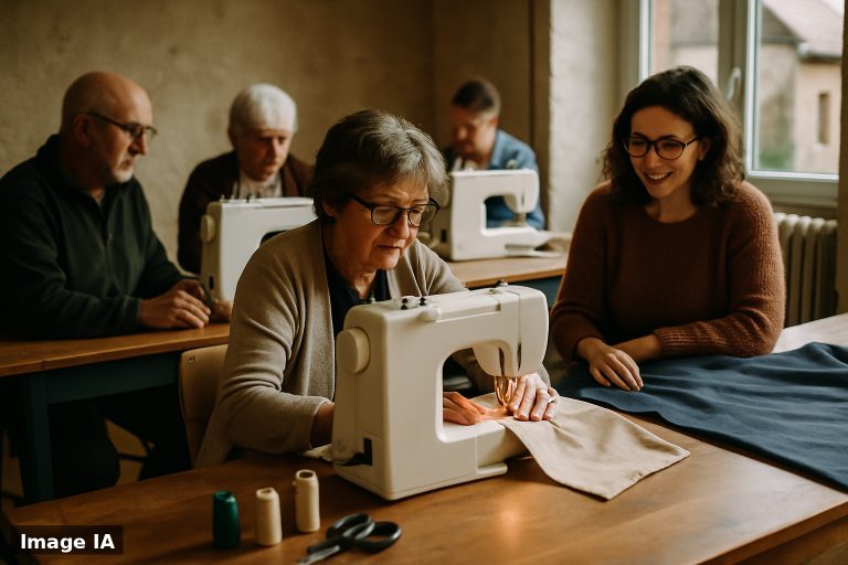 À Najac, 9 avenue de la Gare, les cours de couture reprennent, le lien social fait fureur au village