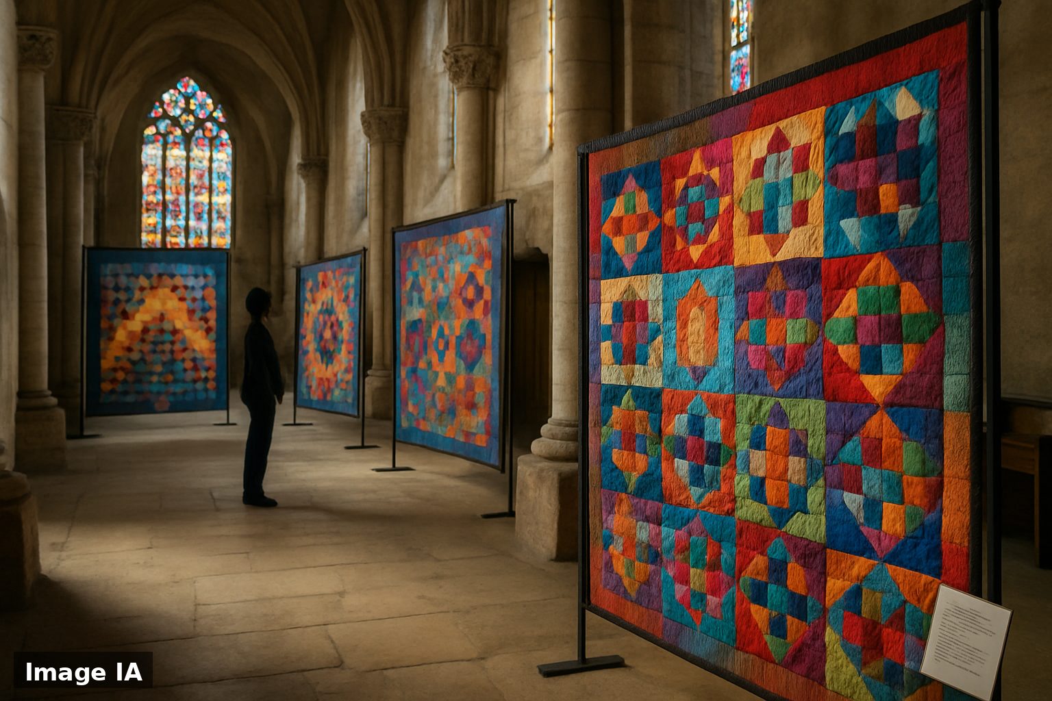 70 œuvres de patchwork, venues des cinq continents, à l'église Notre-Dame, ce qui surprend à Beaumont